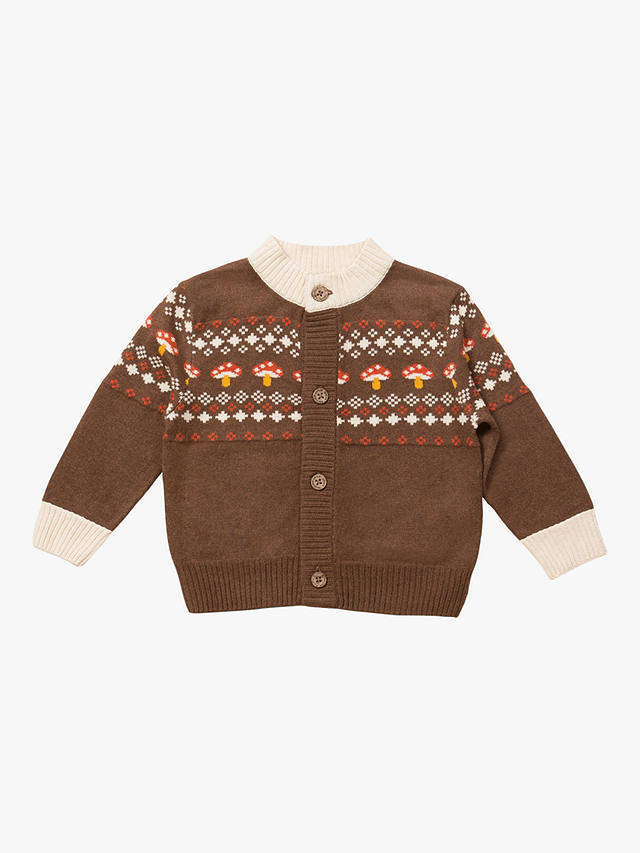 Little Green Radicals Kids' From One To Another Toadstool Knit Cardigan, Brown
