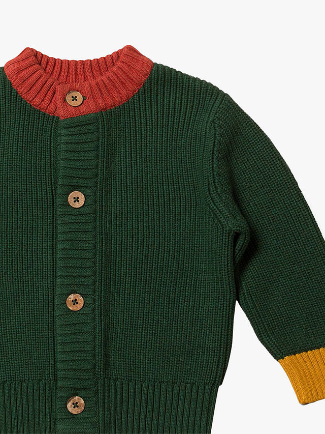 Little Green Radicals Kids' From One to Another Snuggly Knitted Cardigan, Olive