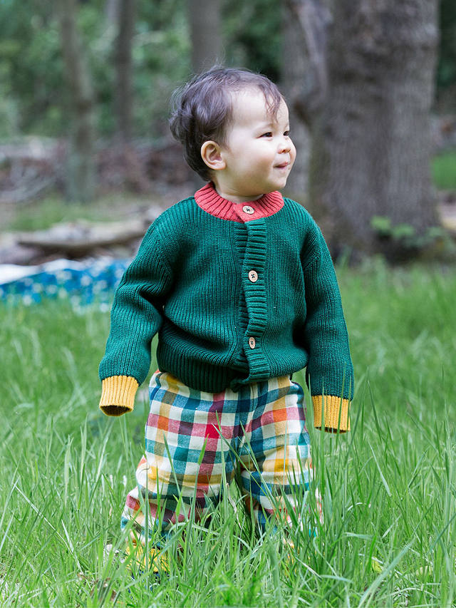 Little Green Radicals Kids' From One to Another Snuggly Knitted Cardigan, Olive