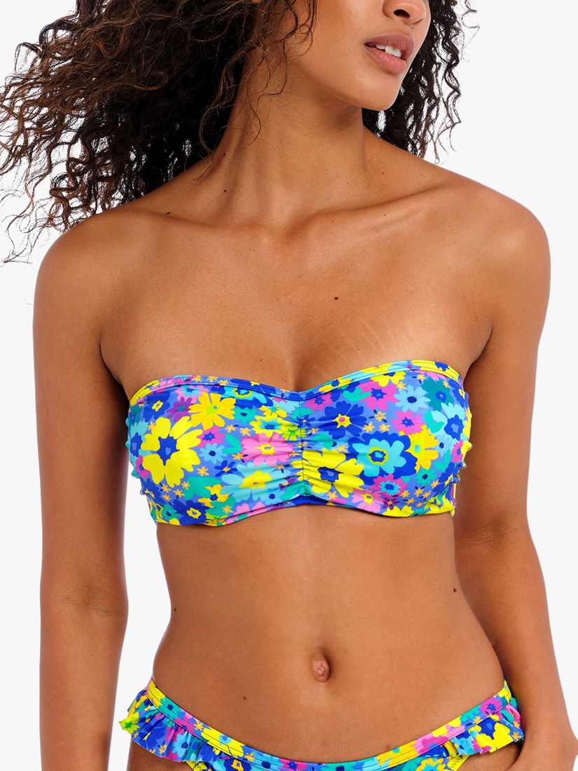 Freya Garden Disco Underwired Bandeau Bikini Top, Multi, 32DD