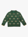 Little Green Radicals Kids' From One To Another Sheep Snuggly Knit Jumper, Dark Green