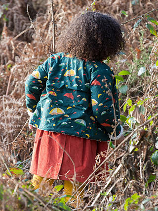 Little Green Radicals Kids' Reversible Windy Day Cosy Sherpa Fleece Jacket, Multi