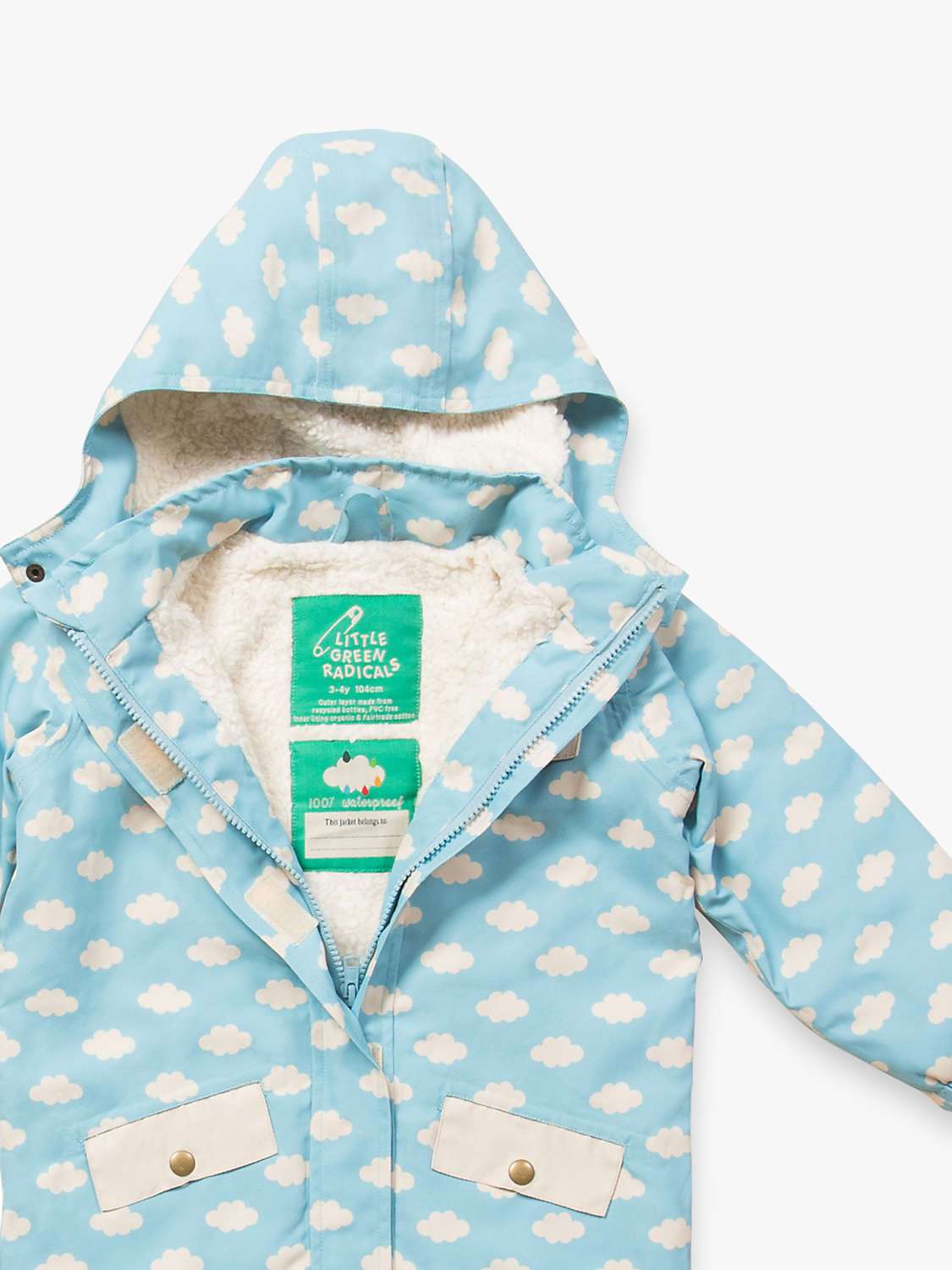 Buy Little Green Radicals Kids' Cloud Waterproof Raincoat, Light Blue Online at johnlewis.com