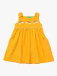 Little Green Radicals Baby Rainbow Embroidered Corduroy Pinny Dress, Yellow