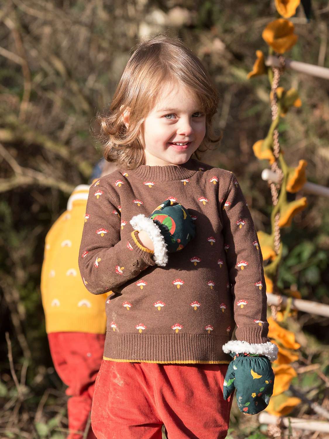 Buy Little Green Radicals Kids' From One To Another Toadstool Knitted Jumper, Brown Online at johnlewis.com