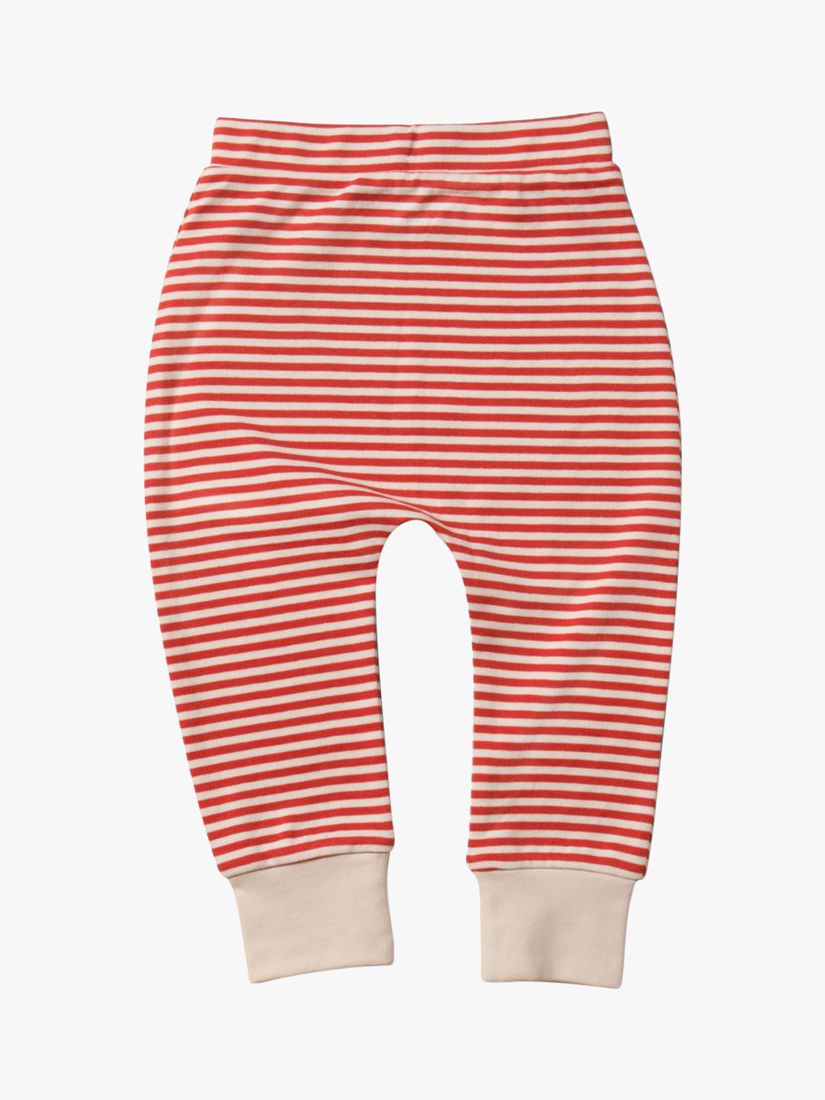 Little Green Radicals Baby Organic Striped Wriggle Bottom Trousers, Pack of 2, Red/Blue, 0-3 months