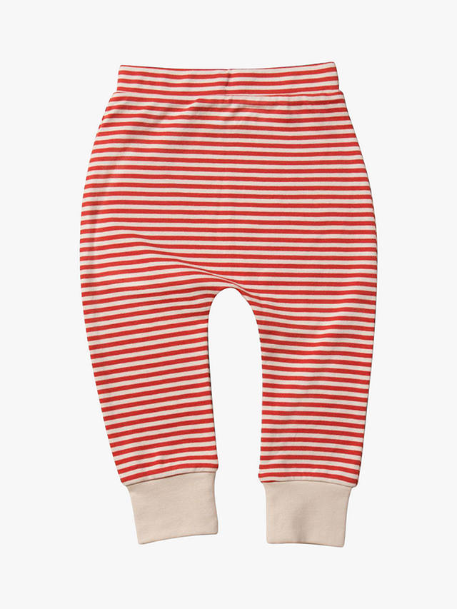 Little Green Radicals Baby Organic Striped Wriggle Bottom Trousers, Pack of 2, Red/Blue