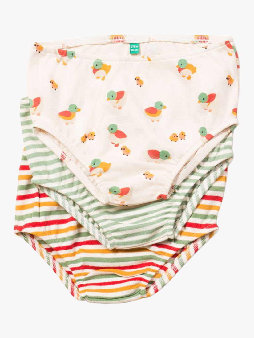 Little Green Radicals Kids' Weather For Ducks Organic Pants, Pack of 3, Cream, 18-24 months