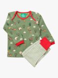 Little Green Radicals Baby Animal Friends Organic Cotton T-Shirt & Jogger Set, Green/Multi