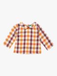 Little Green Radicals Kids' Checked Peter Pan Collar Blouse, Autumn Leaves