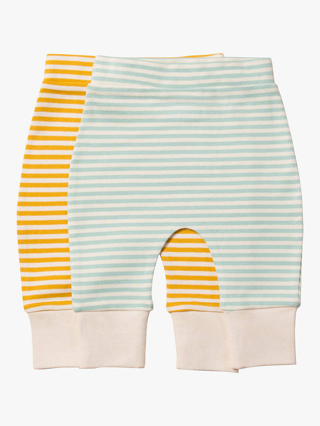 Little Green Radicals Baby Organic Striped Wriggle Bottom Trousers, Pack of 2, Golden/Green