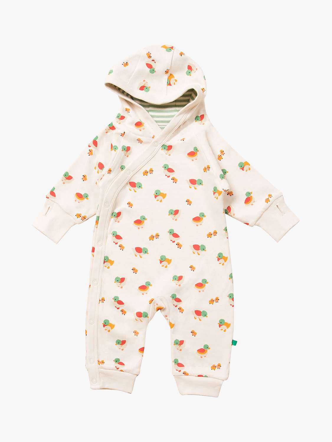 Buy Little Green Radicals Baby Snug As A Bug Reversible Hooded Sleepsuit, Cream Online at johnlewis.com