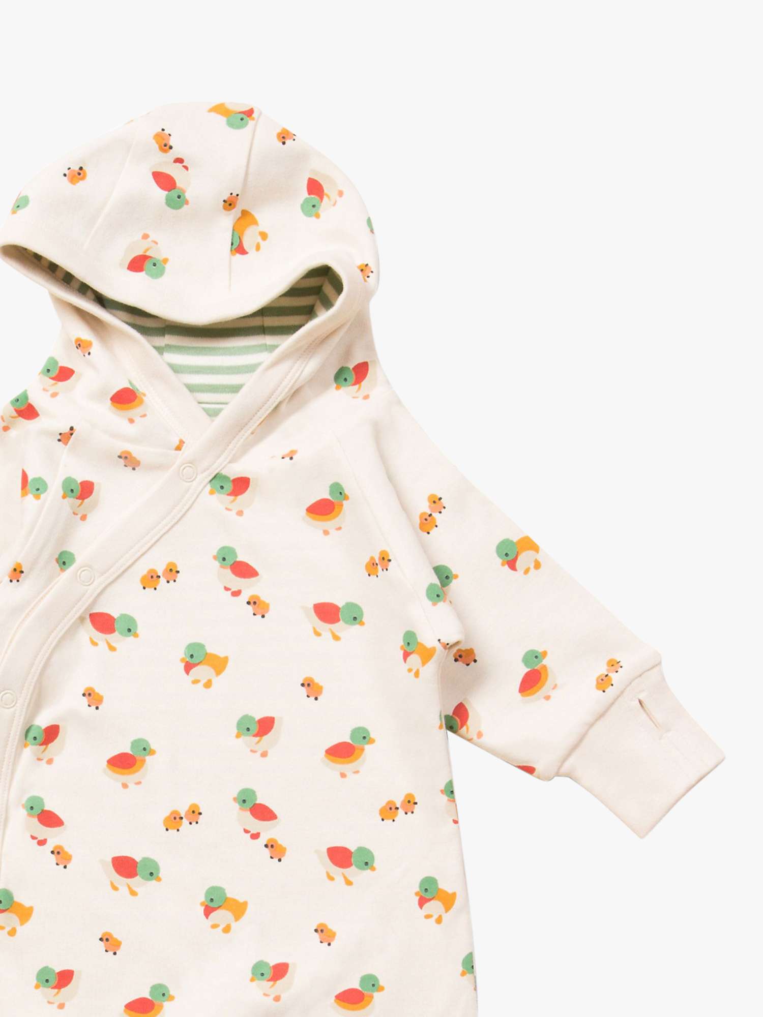 Buy Little Green Radicals Baby Snug As A Bug Reversible Hooded Sleepsuit, Cream Online at johnlewis.com