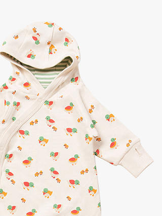 Little Green Radicals Baby Snug As A Bug Reversible Hooded Sleepsuit, Cream