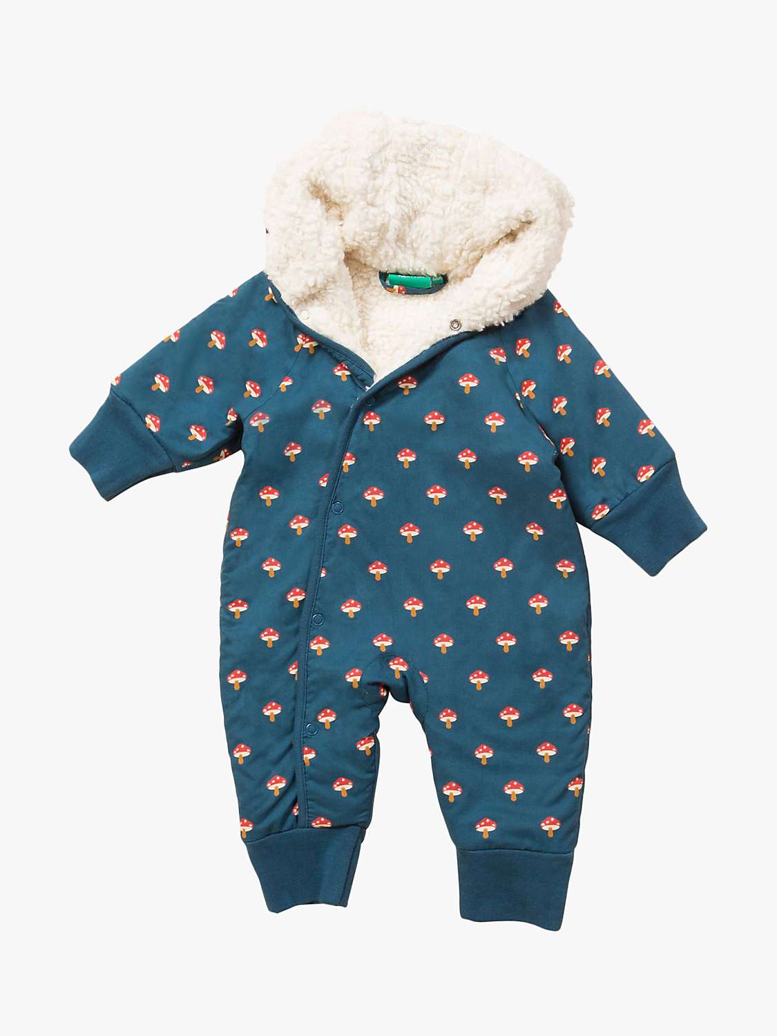 Buy Little Green Radicals Baby Toadstools Sherpa Lined Snowsuit, Blue Online at johnlewis.com