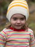 Little Green Radicals Kids' Striped Knitted Beanie Hat, Gold