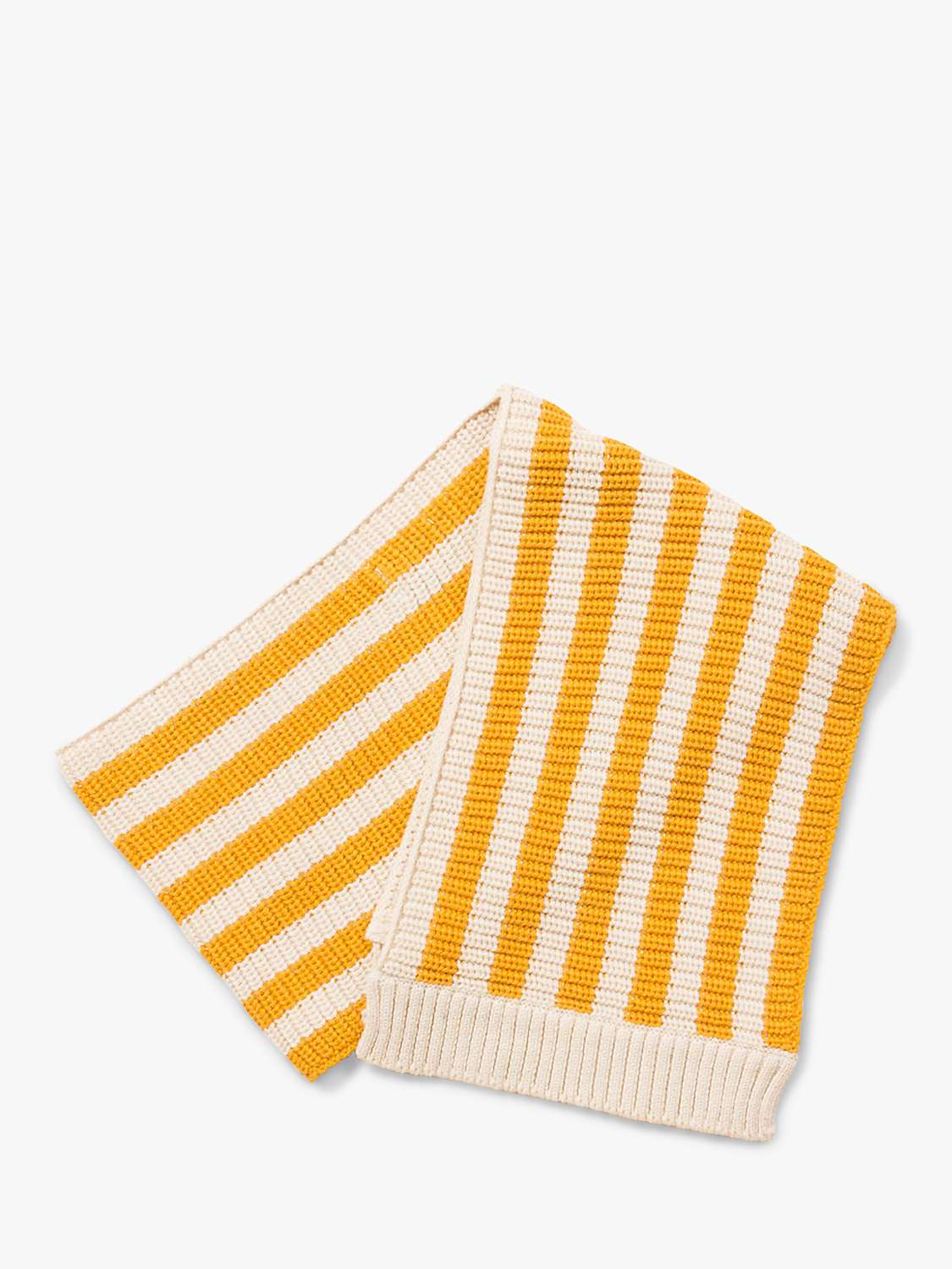 Buy Little Green Radicals Kids' Striped Knitted Scarf, Gold Online at johnlewis.com