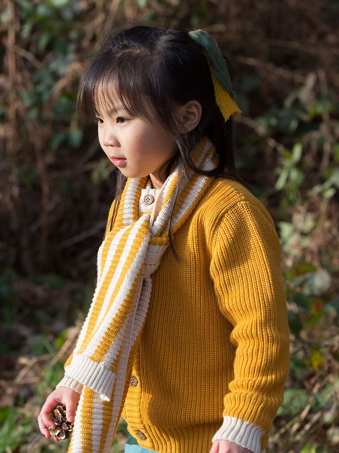 Buy Little Green Radicals Kids' Striped Knitted Scarf, Gold Online at johnlewis.com