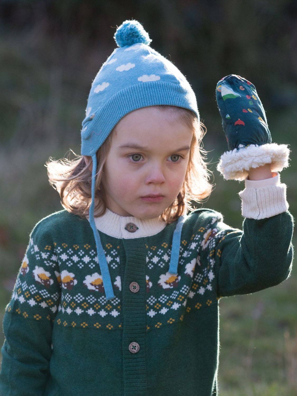 Buy Little Green Radicals Kids' Fluffy Cloud Knitted Hat, Blue Online at johnlewis.com