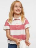 Mango Kids' Stripe Cropped Polo Shirt, Medium Pink