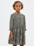 John Lewis Kids' Floral Crepe Tiered Dress, Carbon