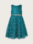 Monsoon Kids' Tania Star Print Party Dress, Teal