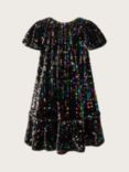 Monsoon Kids' Rainbow Sequin Disco Party Dress, Black