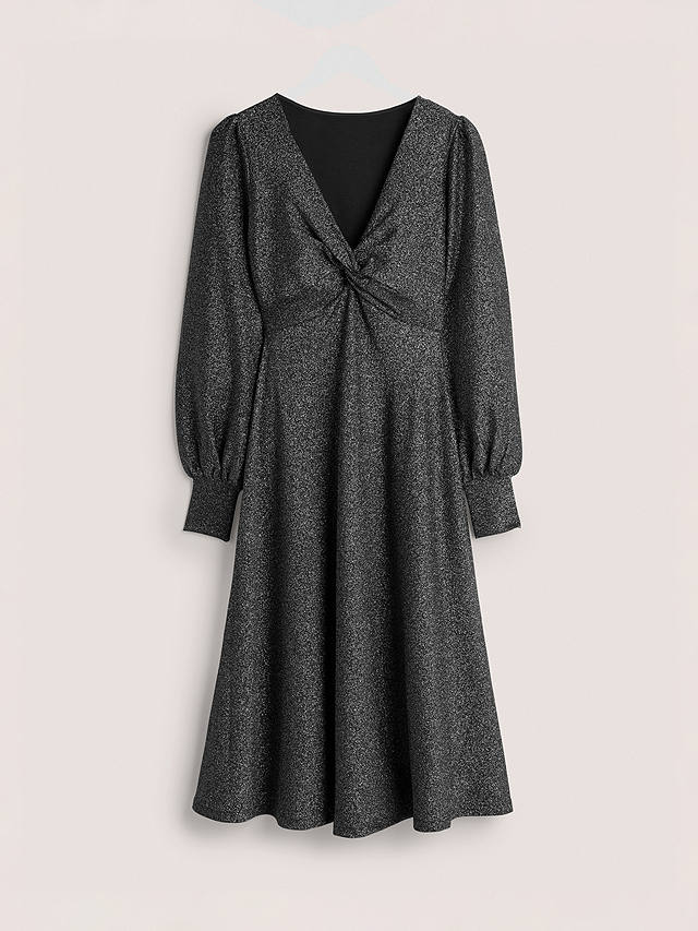 Boden Metallic Jersey Midi Dress, Black Sparkle