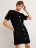 Boden Metallic Textured Mini Dress, Black, Black