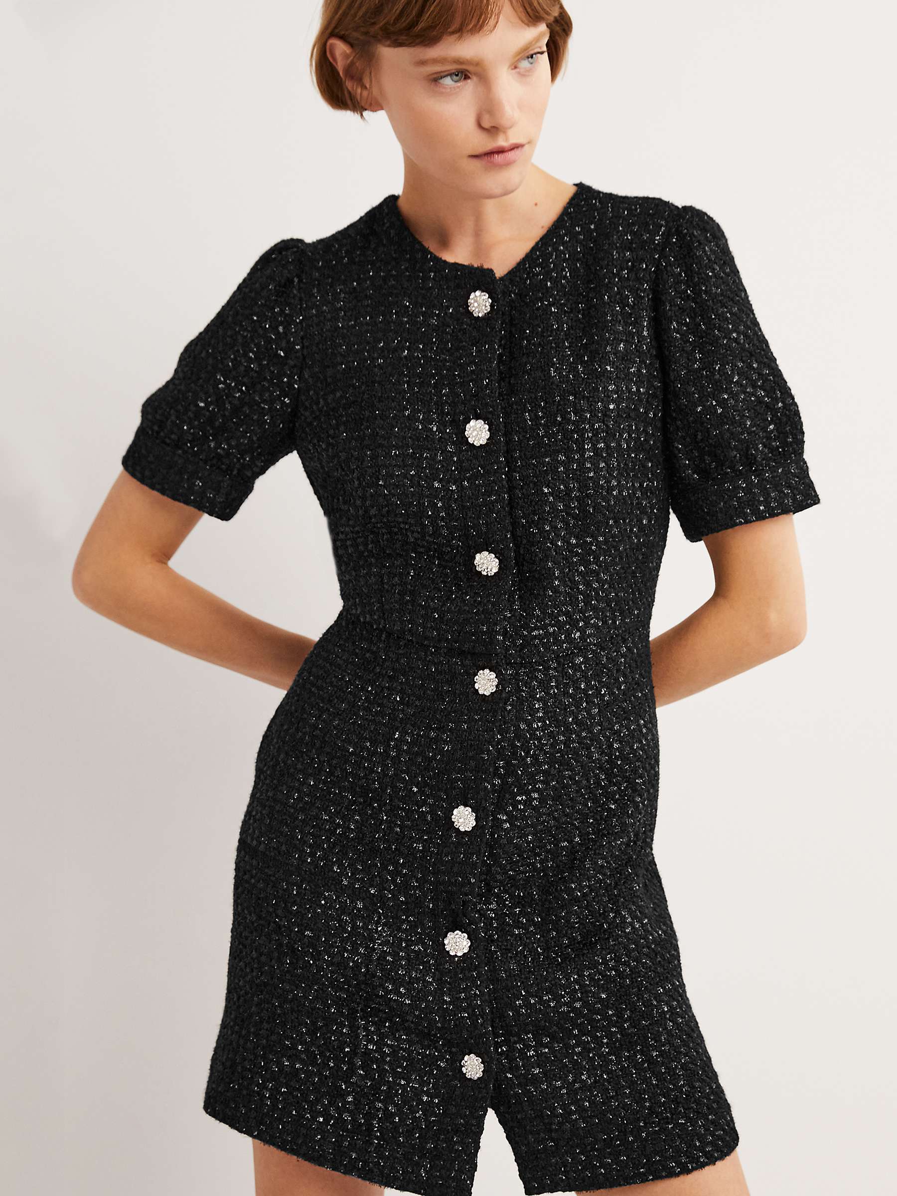 Buy Boden Metallic Textured Mini Dress, Black Online at johnlewis.com