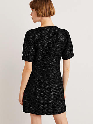 Boden Metallic Textured Mini Dress, Black