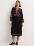 Boden Embroidered Midi Dress, Black