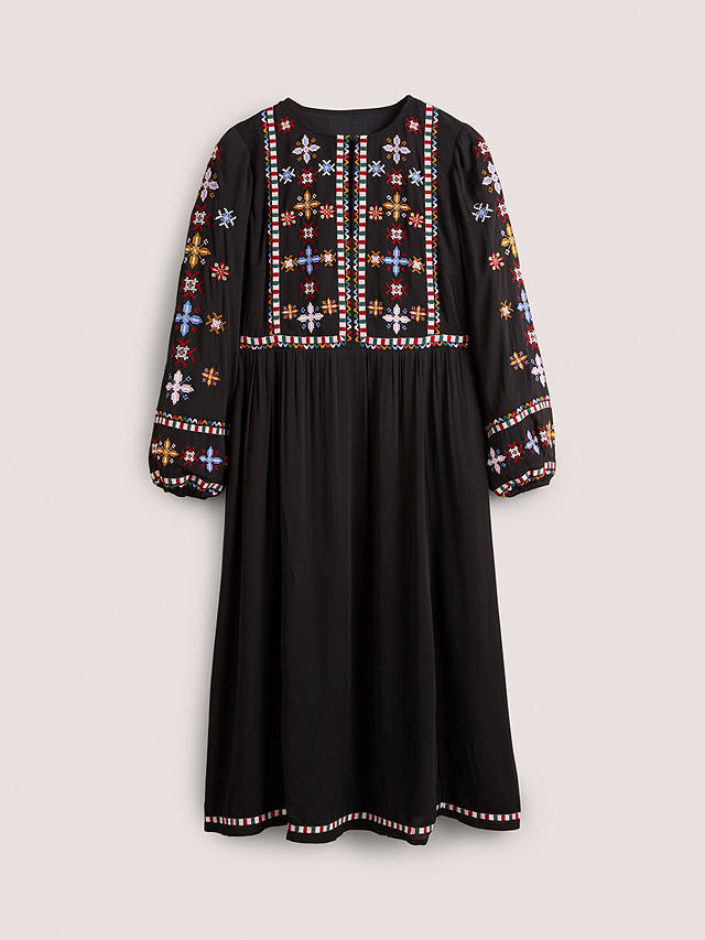 Boden Embroidered Midi Dress, Black