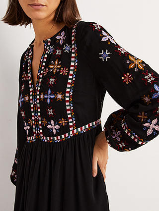 Boden Embroidered Midi Dress, Black