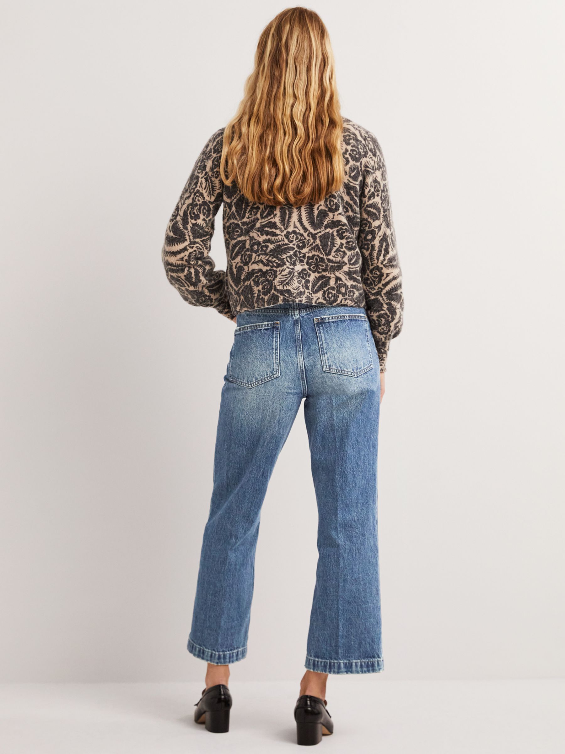 Boden Cropped Flared Jeans, Green Tint at John Lewis & Partners