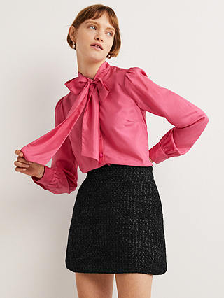 Boden Shimmery Metallic Tweed Mini Skirt, Black