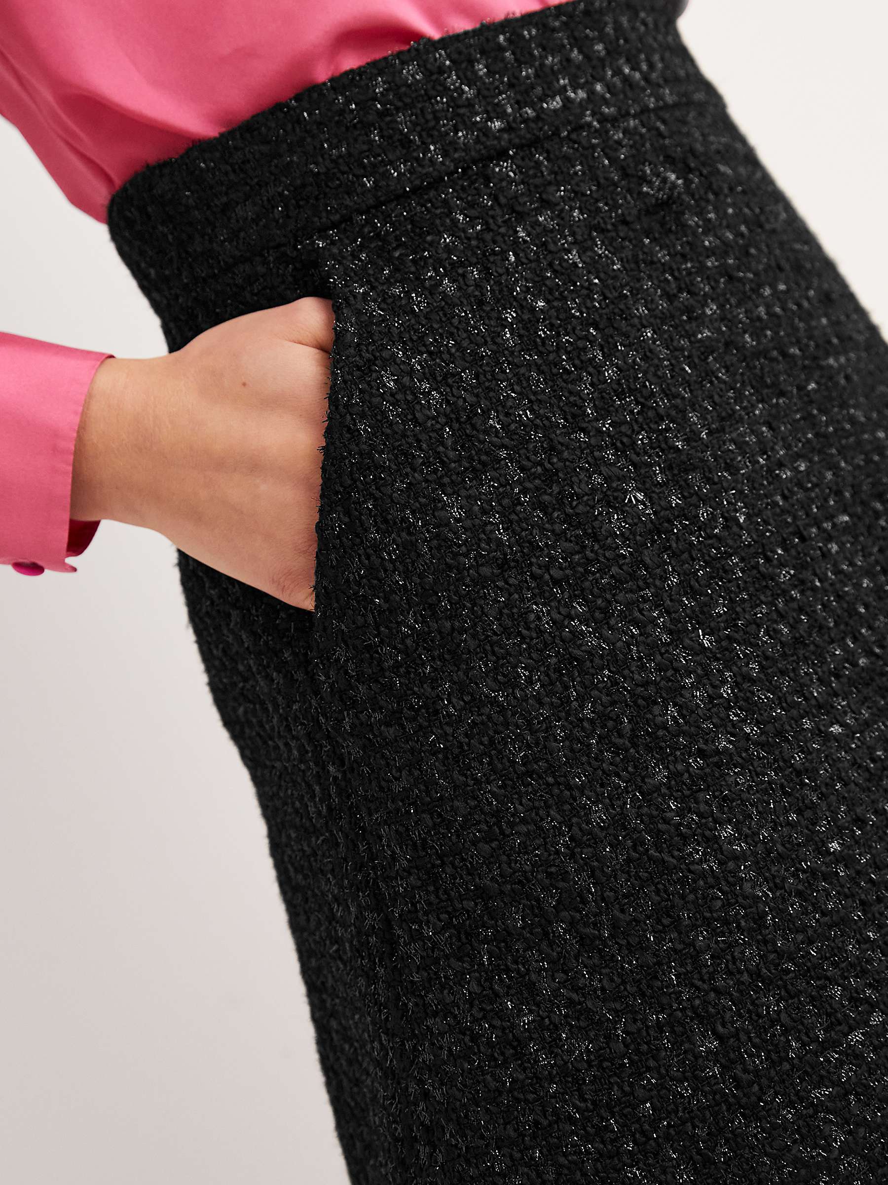 Buy Boden Shimmery Metallic Tweed Mini Skirt, Black Online at johnlewis.com