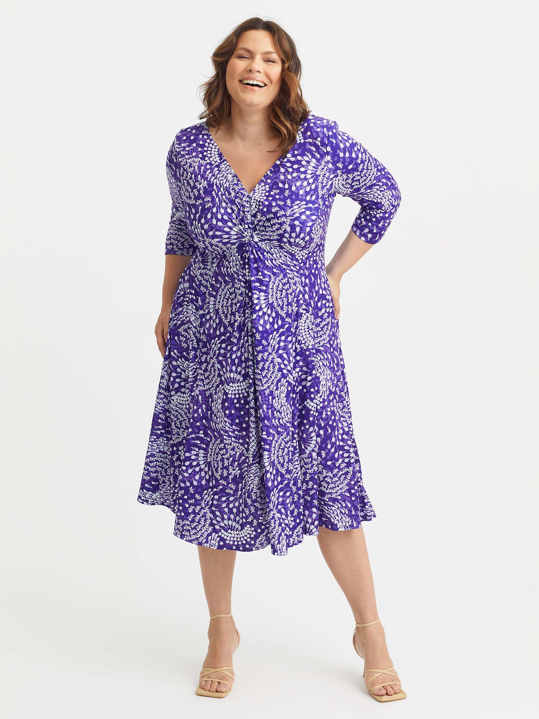 Buy Scarlett & Jo Claudia Swirl Print Twist Front Midi Dress, Purple/Multi Online at johnlewis.com