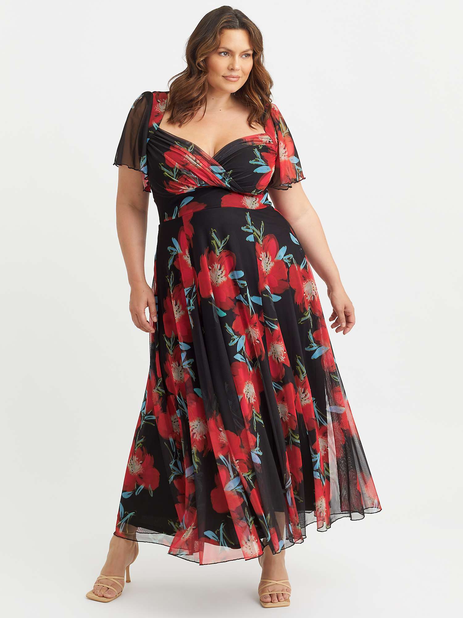Buy Scarlett & Jo Kemi Floral Print Maxi Dress, Black/Scarlet Online at johnlewis.com