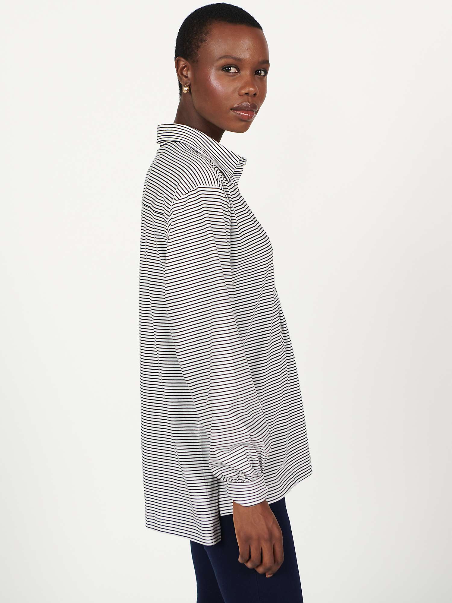 Buy NRBY Monia Stripe Cotton Jersey Shirt, Navy/White Online at johnlewis.com