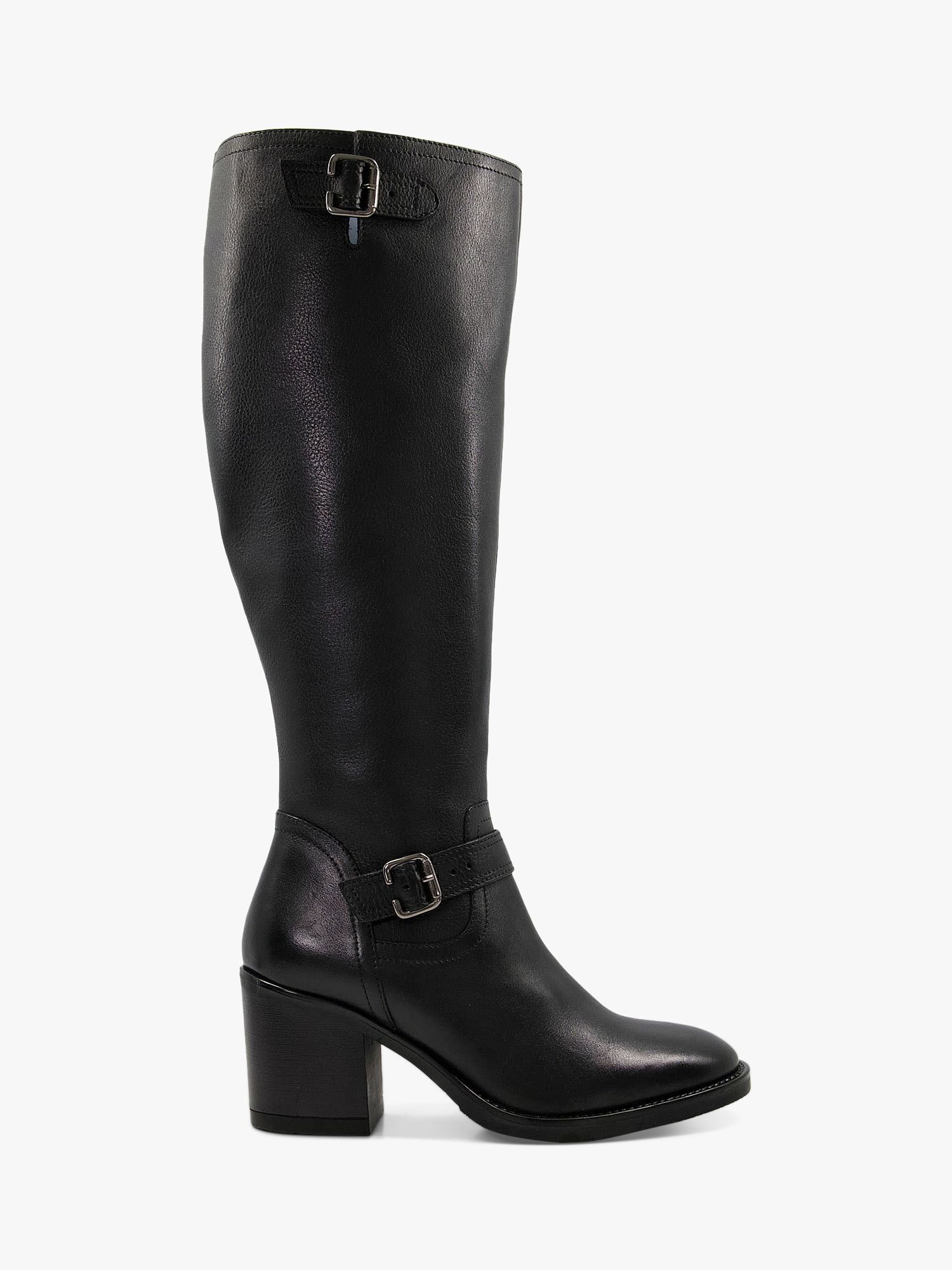 Dune Trelise Leather Knee High Boots, Black at John Lewis & Partners
