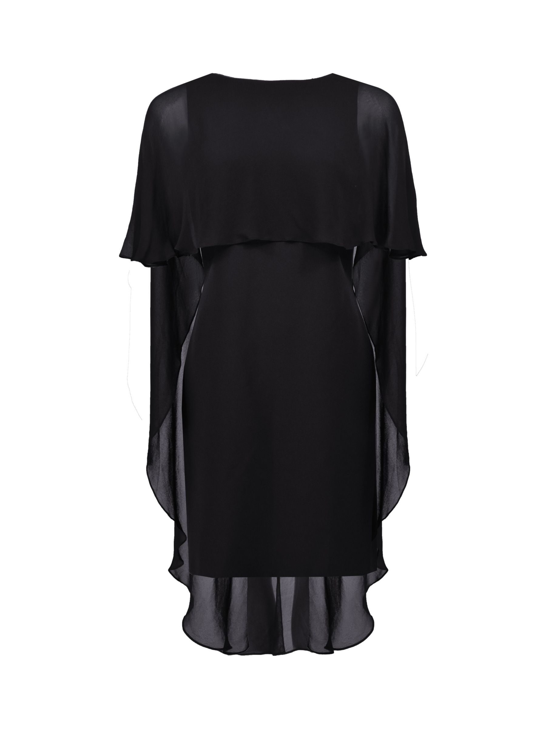 Ro&Zo Chiffon Cape Overlay Dress, Black at John Lewis & Partners