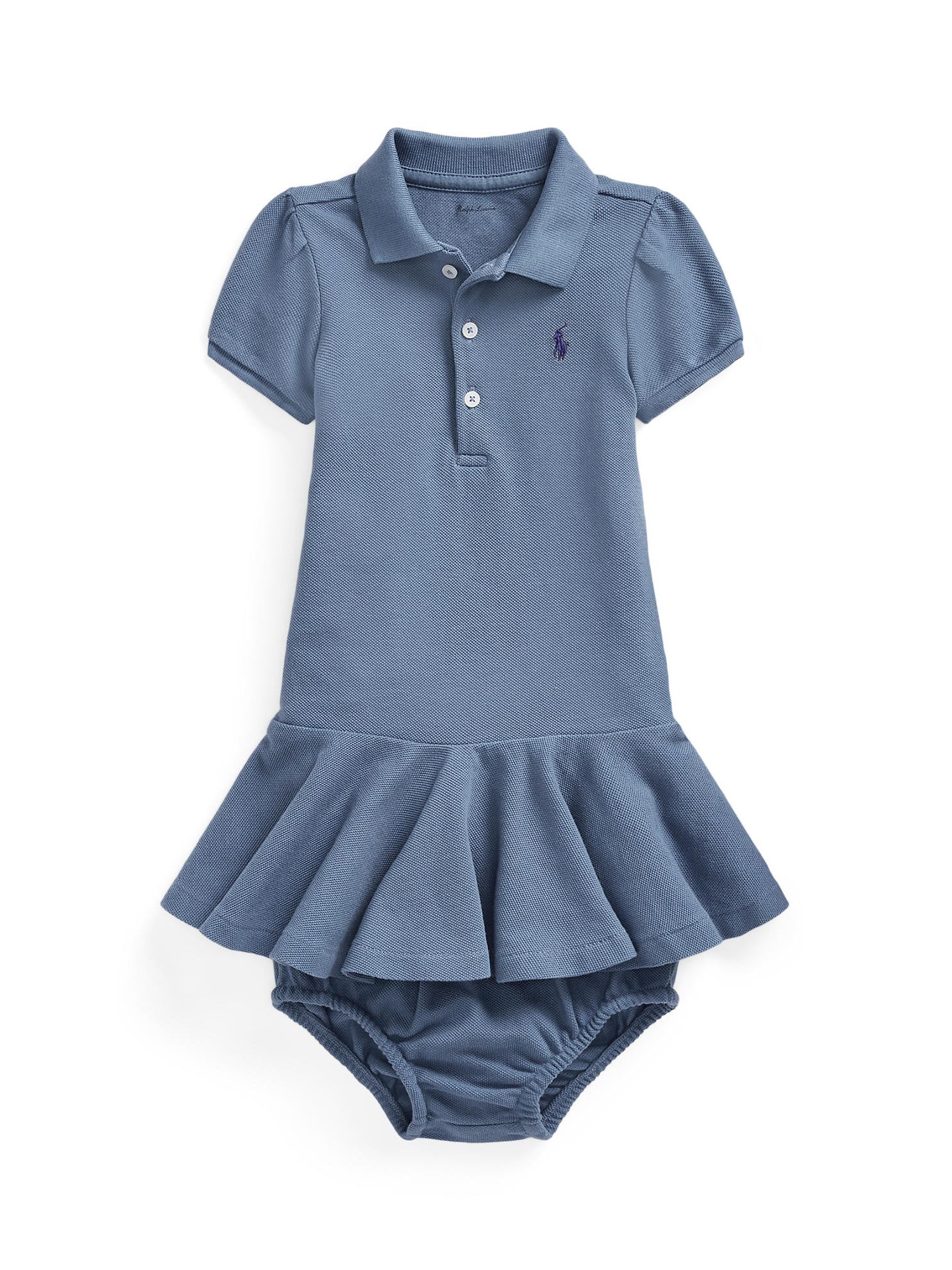 Polo Ralph Lauren Baby Polo Ruffle Dress & Bloomer Set, Capri Blue at John  Lewis & Partners