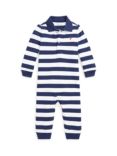 Ralph Lauren Baby Stripe Long Sleeve Romper, Rustic Navy/White