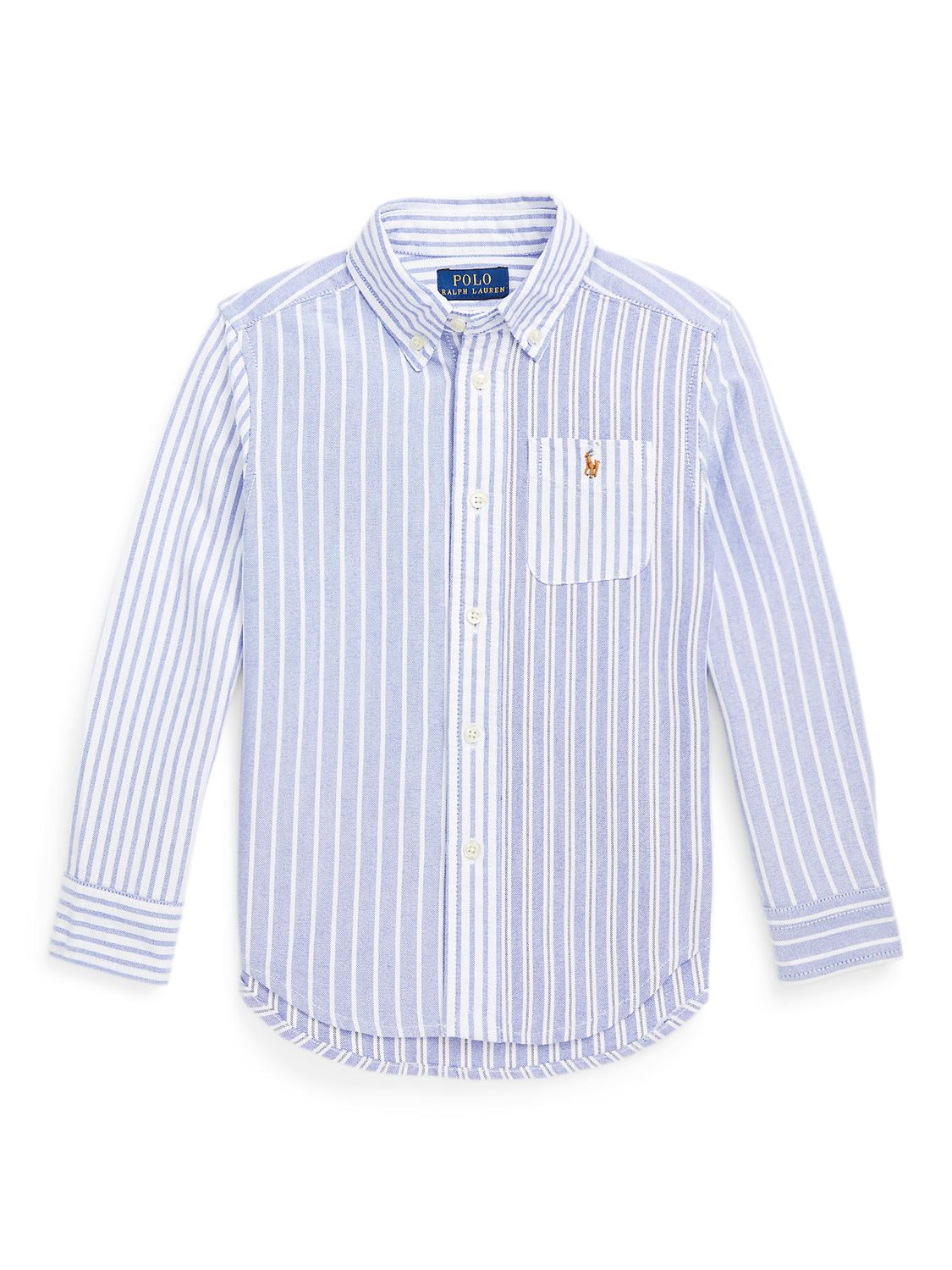 Polo Ralph Lauren Kids' Oxford Fun Stripe Long Sleeve Shirt, Blue at John  Lewis & Partners