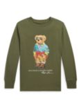 Ralph Lauren Kids' Bear Long Sleeve T-Shirt, Dark Sage