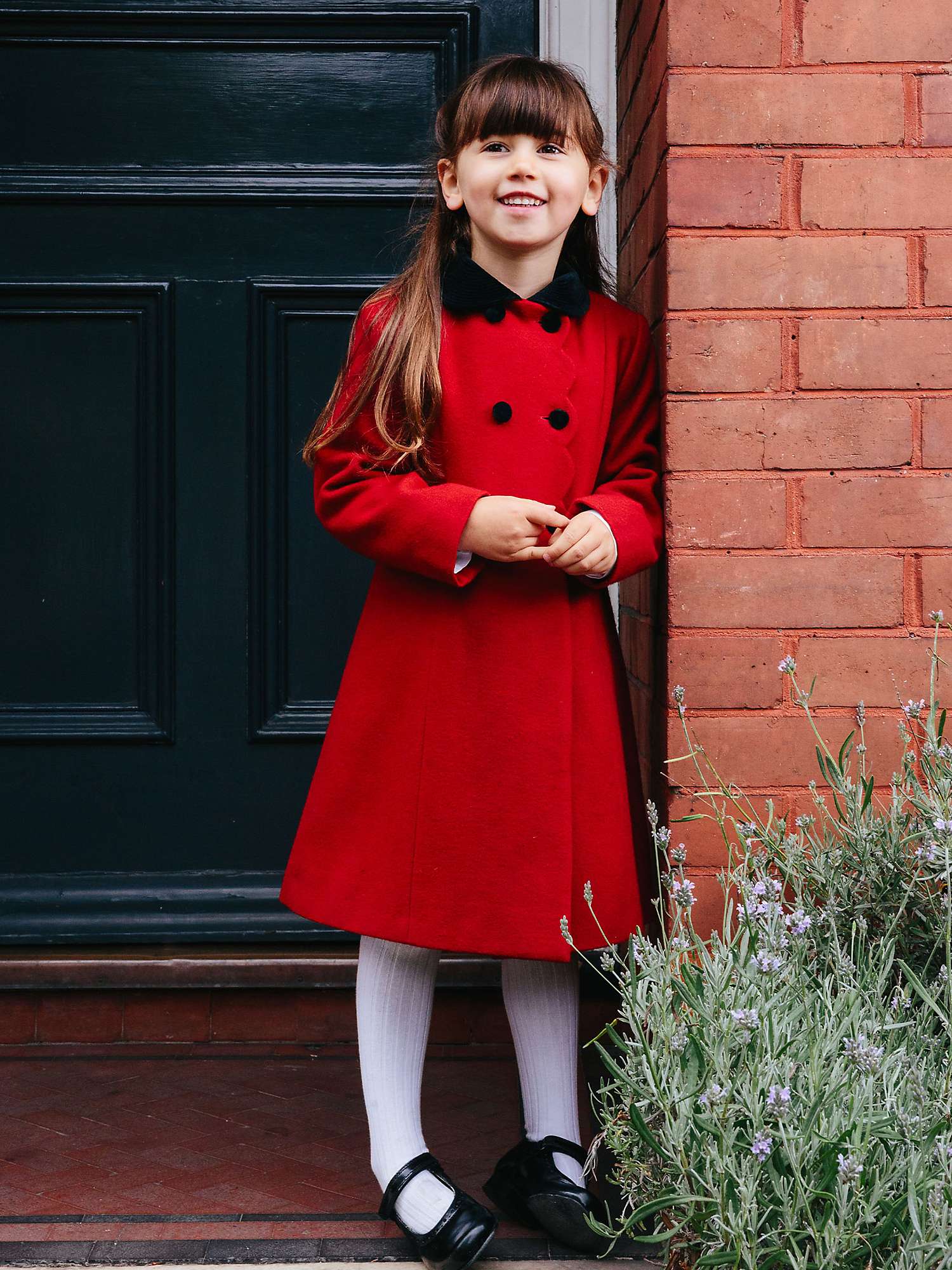Buy Trotters Heritage Kids' Scallop Edge Wool Coat, Red Online at johnlewis.com