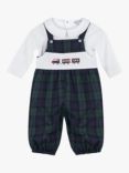 Trotters Baby Train Tartan Dungarees, Navy