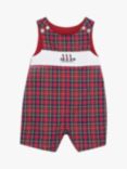 Trotters Baby Archie Smock Tartan Dungarees, Red
