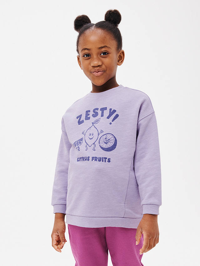 John Lewis ANYDAY Kids' Zesty Long Sleeve Sweatshirt, Purple